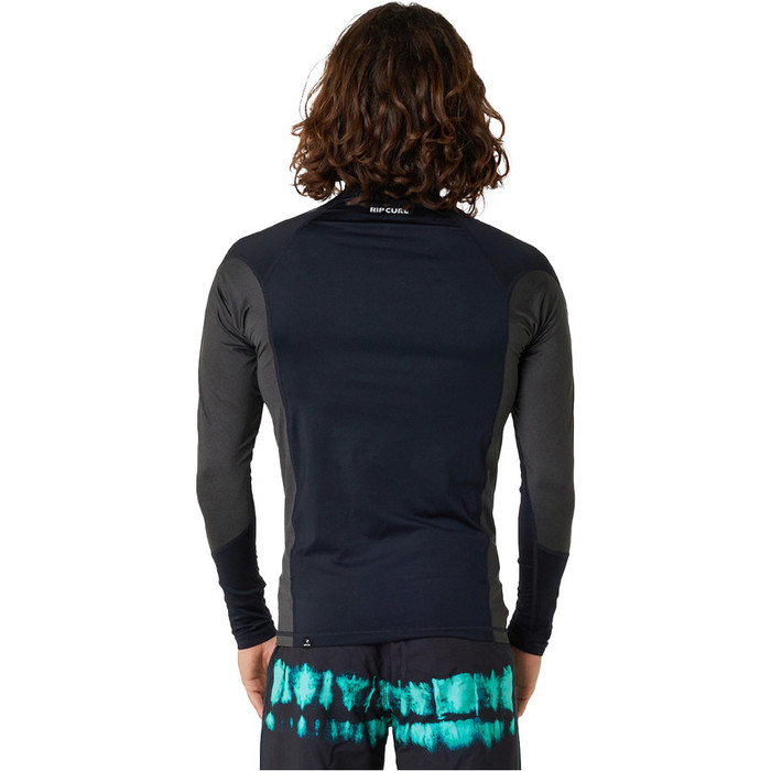2024 Rip Curl Mens Waves UPF Performance Long Sleeve Rash Vest 141MRV - Noir